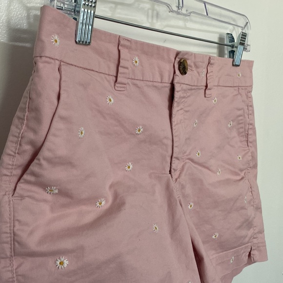 OLD NAVY EVERY DAY SHORTS Pink Embroidered Sunflowers Short Sz 10 - Picture 5 of 12